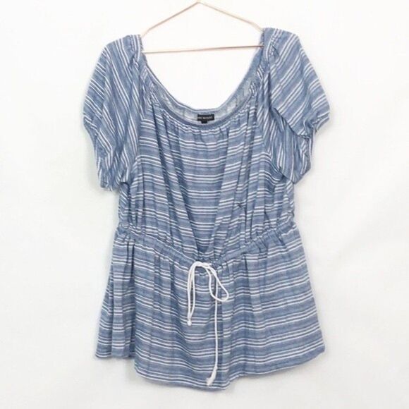 Lane Bryant striped tie waist off shoulder striped top like new 22/24 22F - Picture 2 of 7